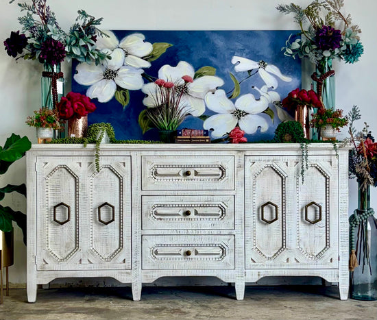 Cora Console-White Wheat/Gold