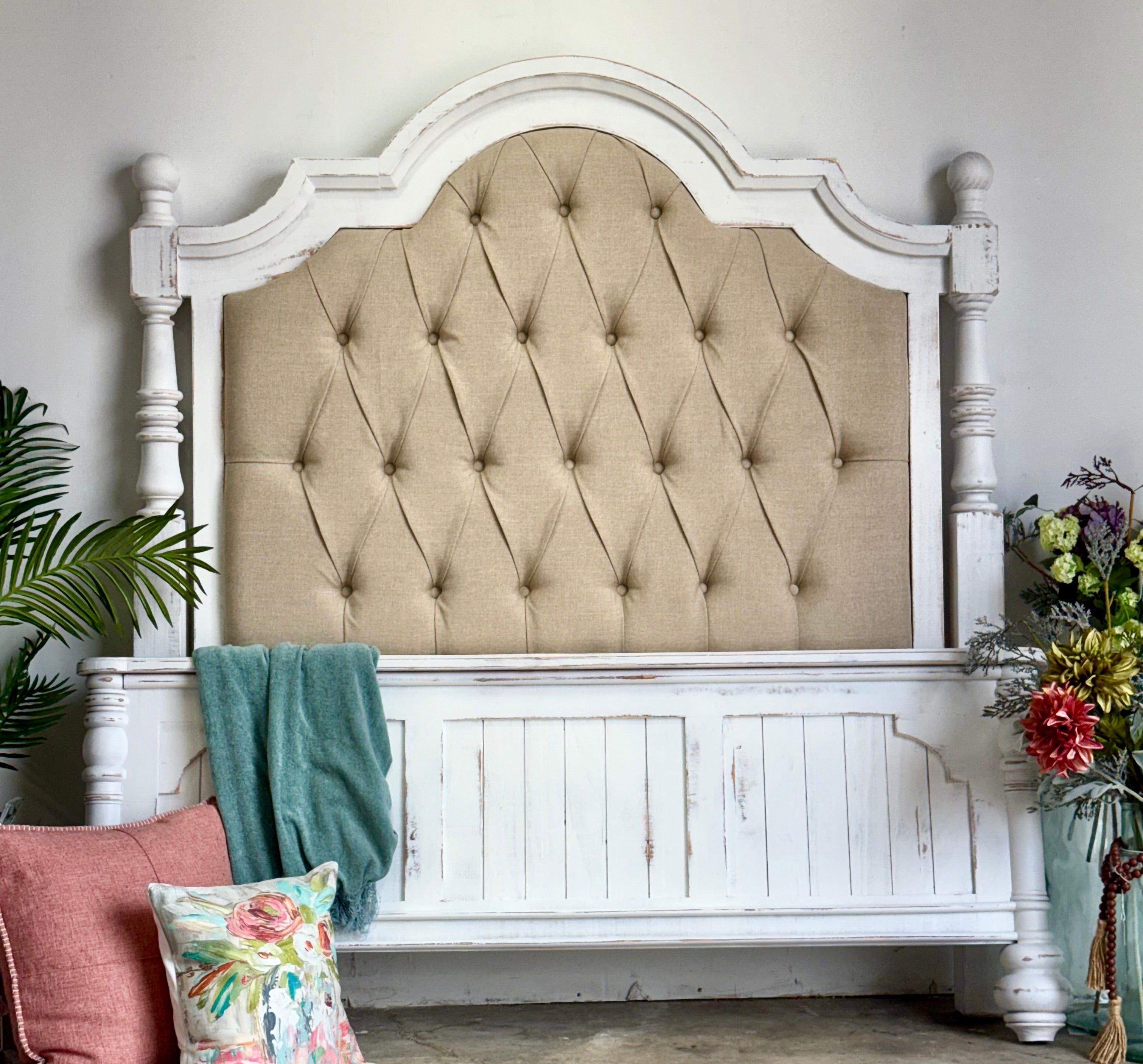 Delaney Queen Upholstered Bed-Whisper White/Wheat Upholstery