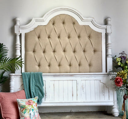 Delaney Queen Upholstered Bed-Whisper White/Wheat Upholstery