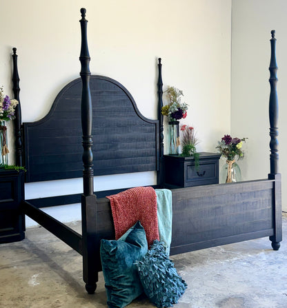 Willow King 4 Poster Bed-Handrubbed Black
