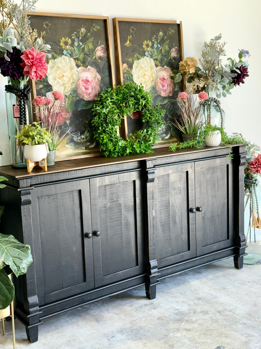 Allison 4 Door Console-Handrubbed Black/Sparrow