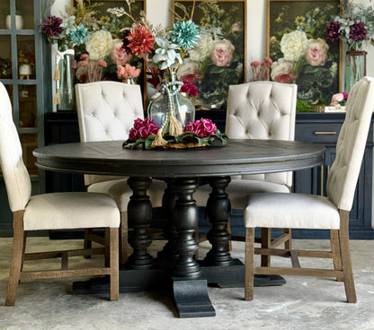 Kennedy 63" Round Dining Table-Handrubbed Black