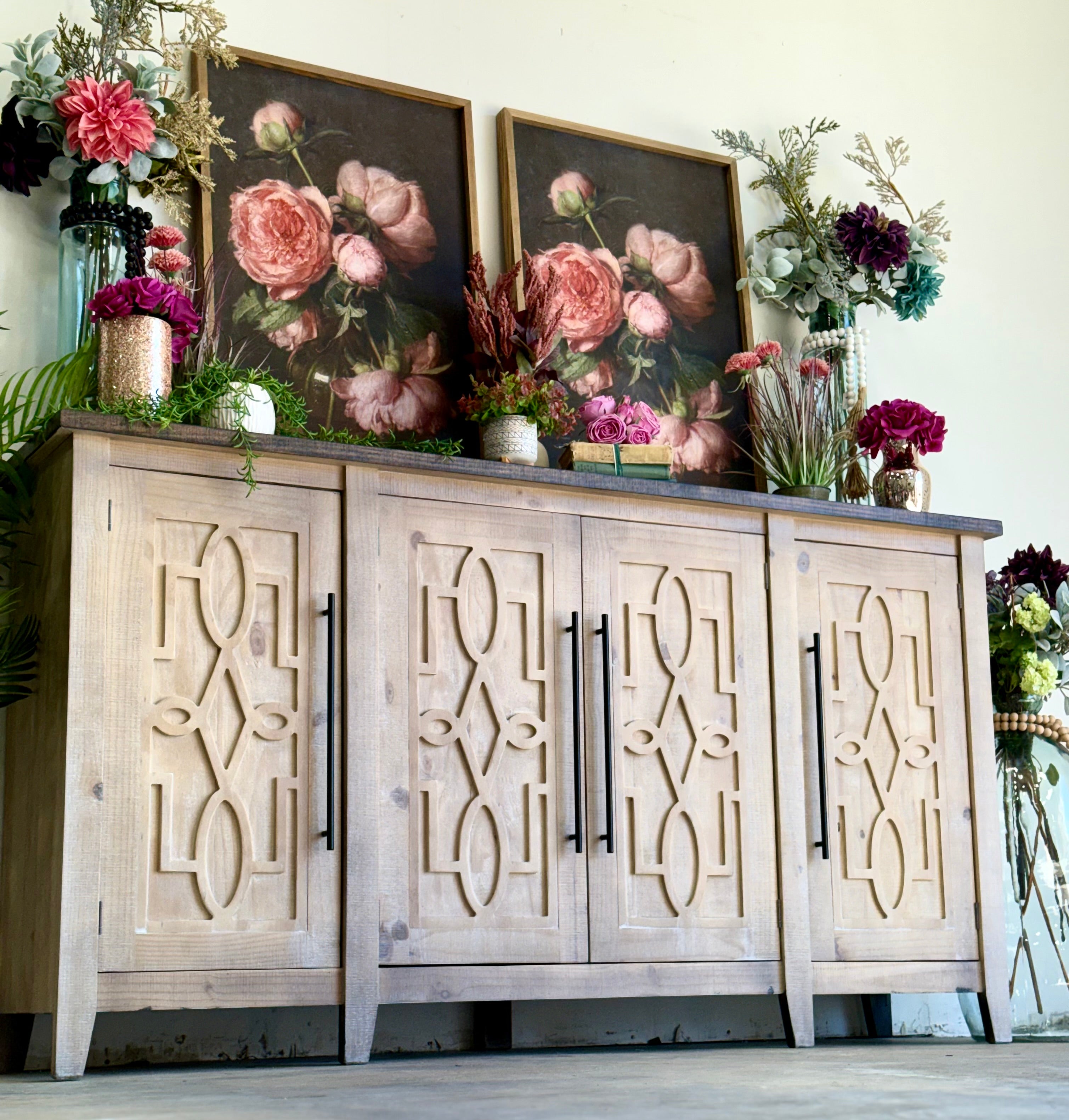 Ivy 4 Door Console-Soft Drift/Honeywood™