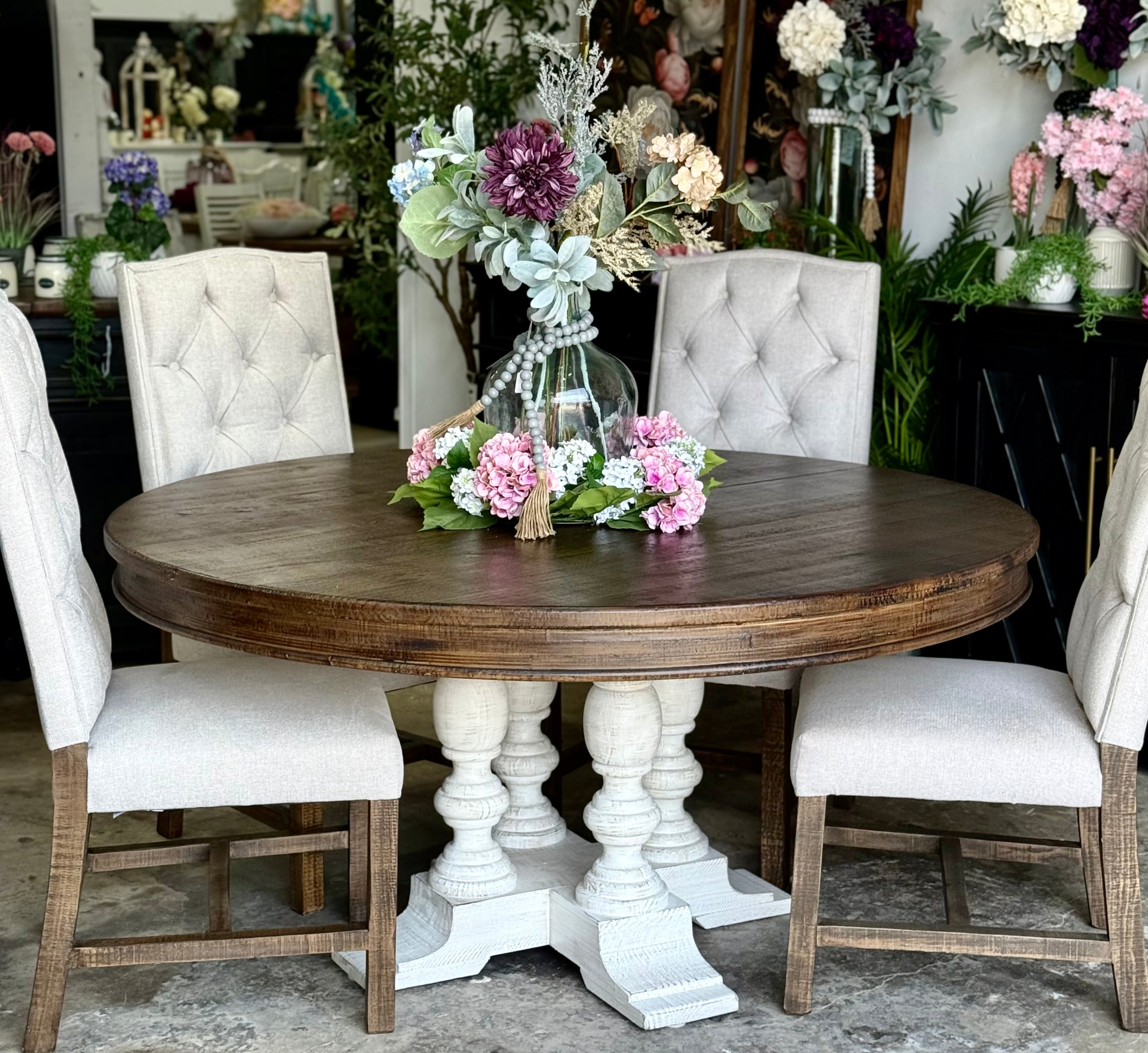 Kennedy 63&quot; Round Dining Table-White Wheat/Honeywood™