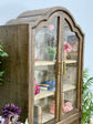 Paisley Curved Vitrine-Honeywood/Dove