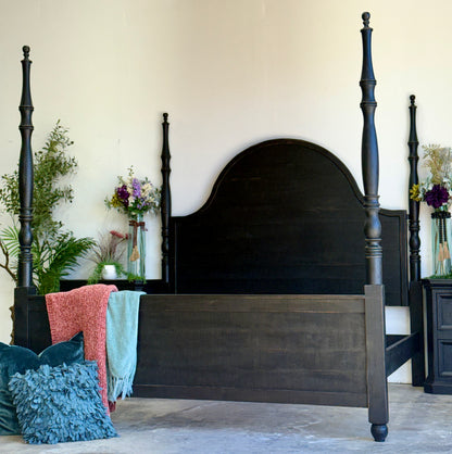 Willow King 4 Poster Bed-Handrubbed Black