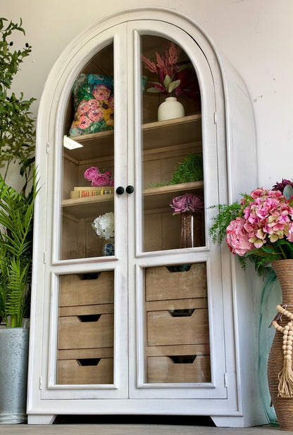 Avery Domed Vitrine-Frosted Linen/Cappuccino