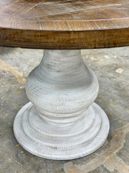 Clara 47&quot; Round Dining Table-White Wheat/Honeywood