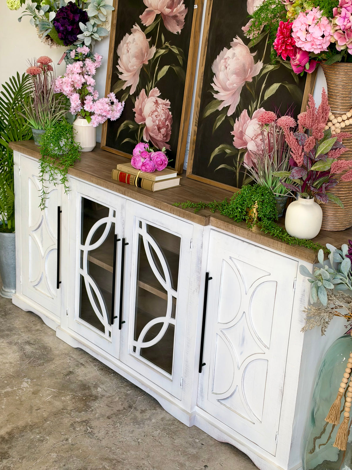 Circle Door Console-Frosted Linen/Sandstone