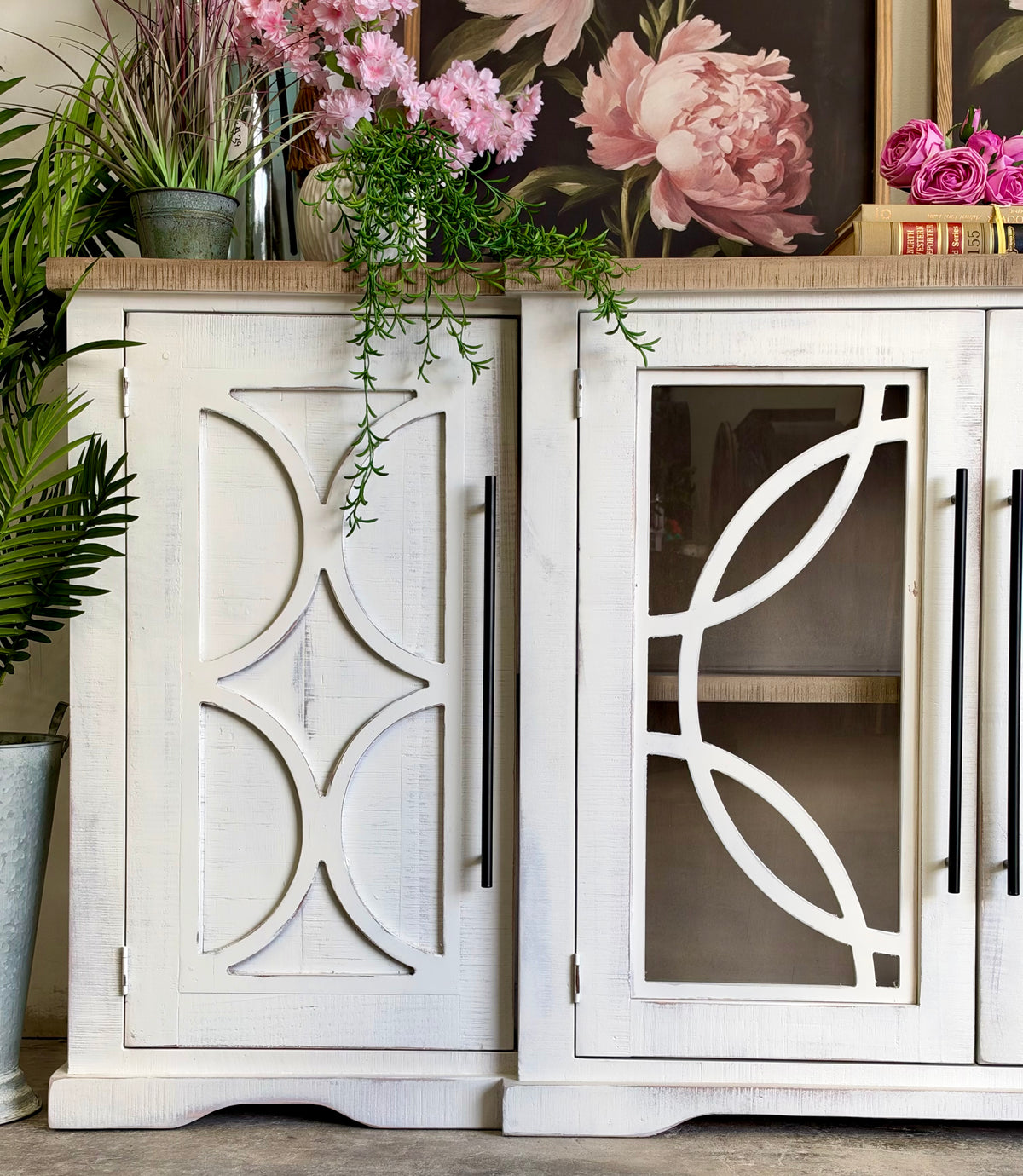 Circle Door Console-Frosted Linen/Sandstone