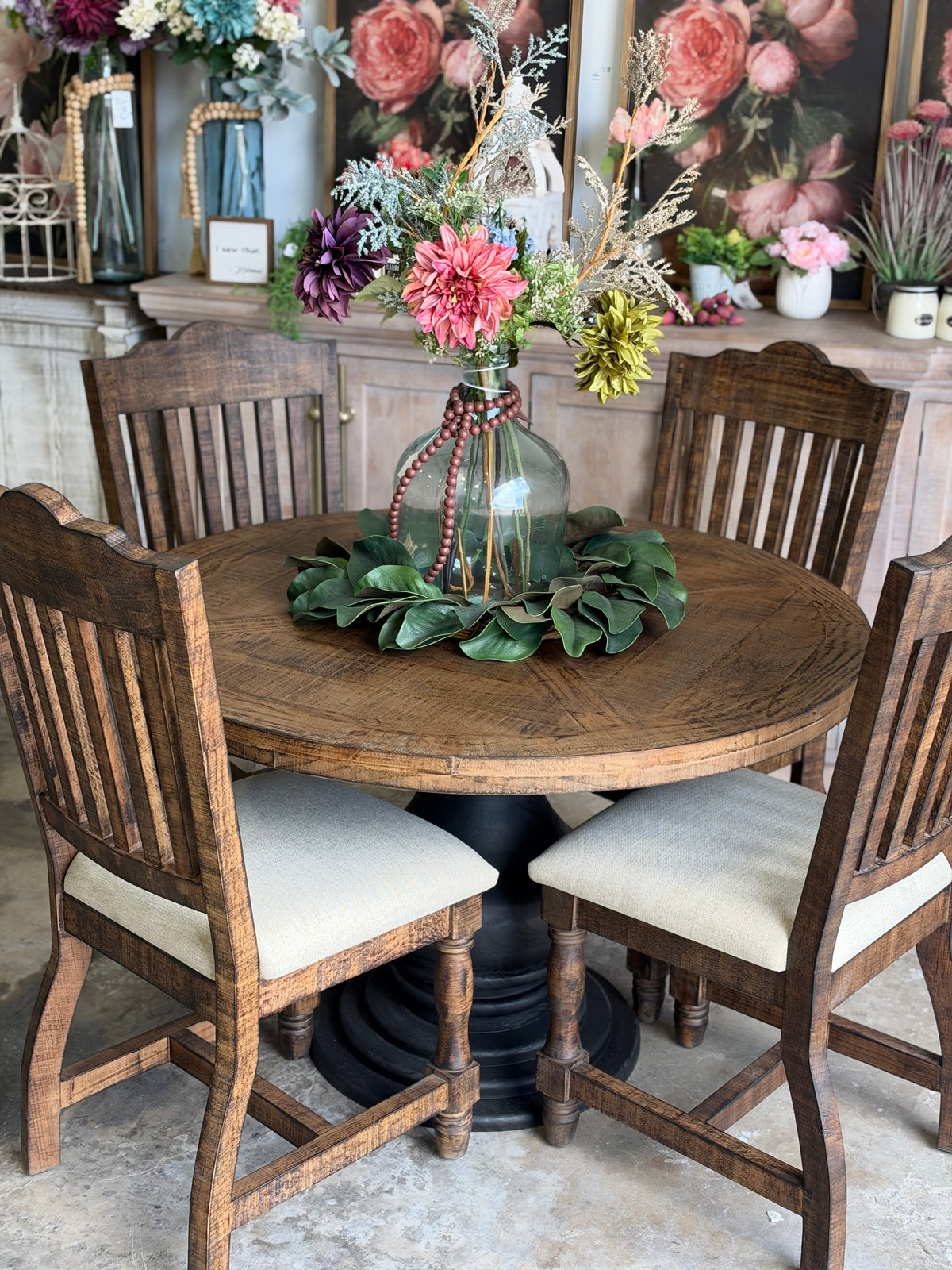 Clara 47" Round Dining Table-Black/Honeywood™