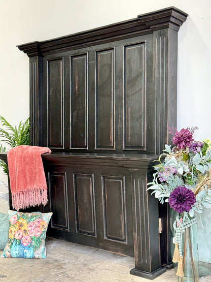 Charlotte Queen Paneled Bed-Handrubbed Black