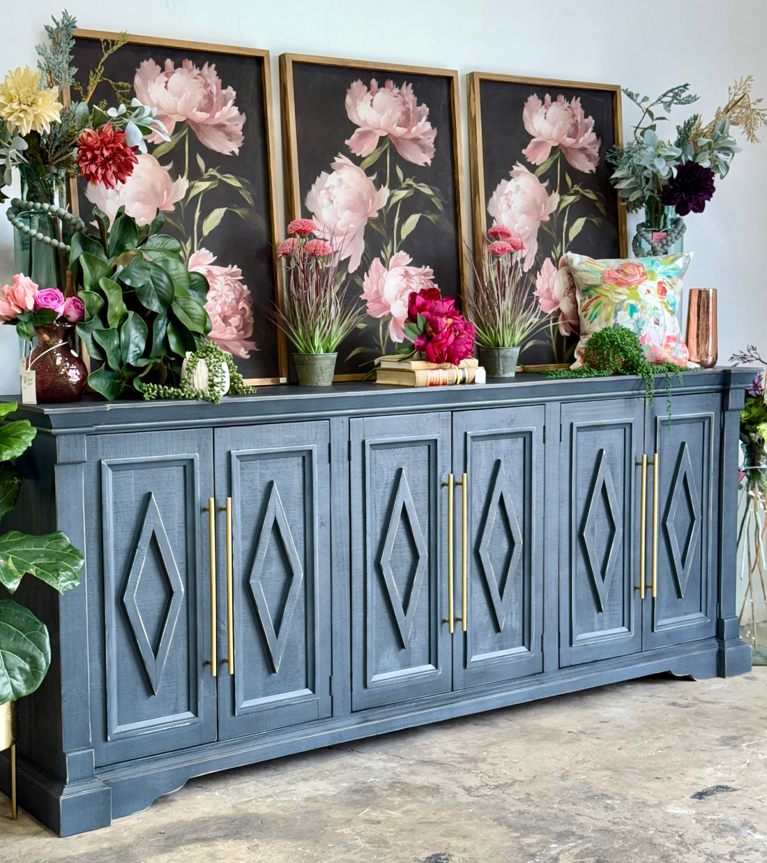 Chloe 6 Door Console-Blue Haze™/Gold