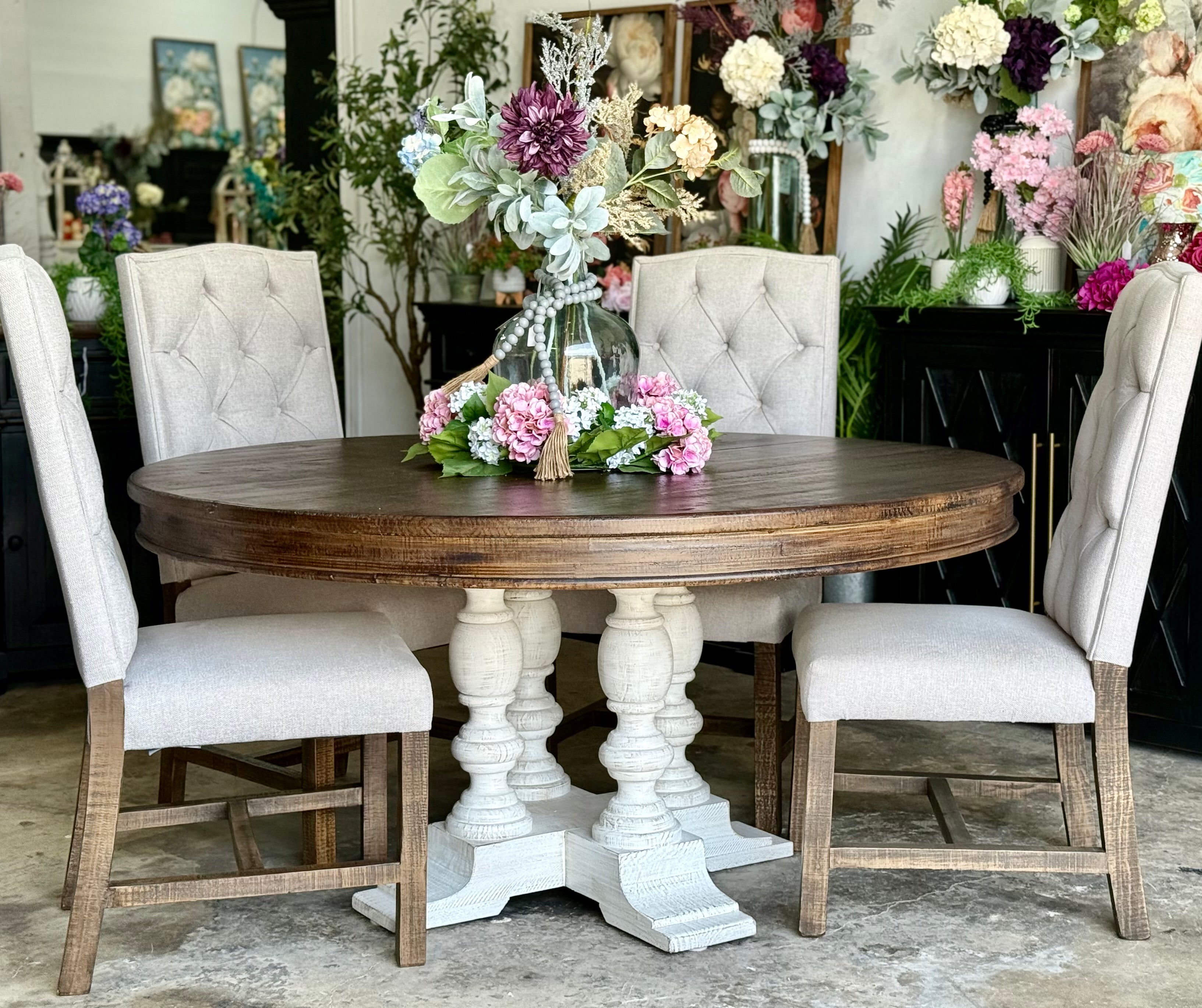 Kennedy 63&quot; Round Dining Table-White Wheat/Honeywood™