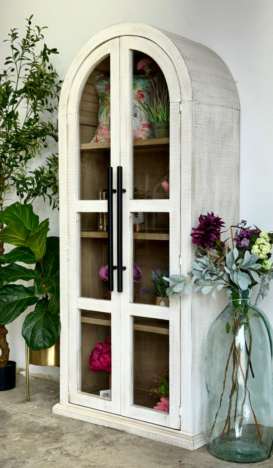 Libby Domed Vitrine- White Wheat/Cappuccino