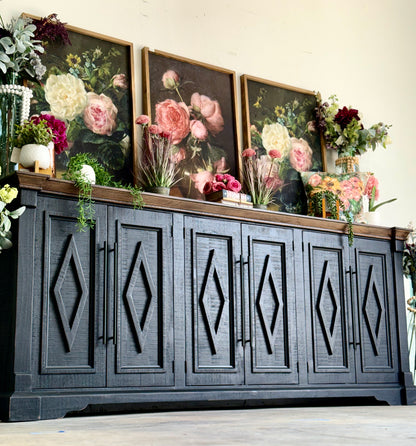 Chloe 6 Door Console-Handrubbed Black/Honeywood™