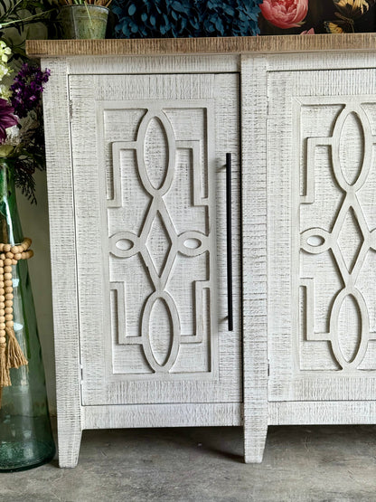 Ivy 4 Door Console-White Wheat/Sandstone