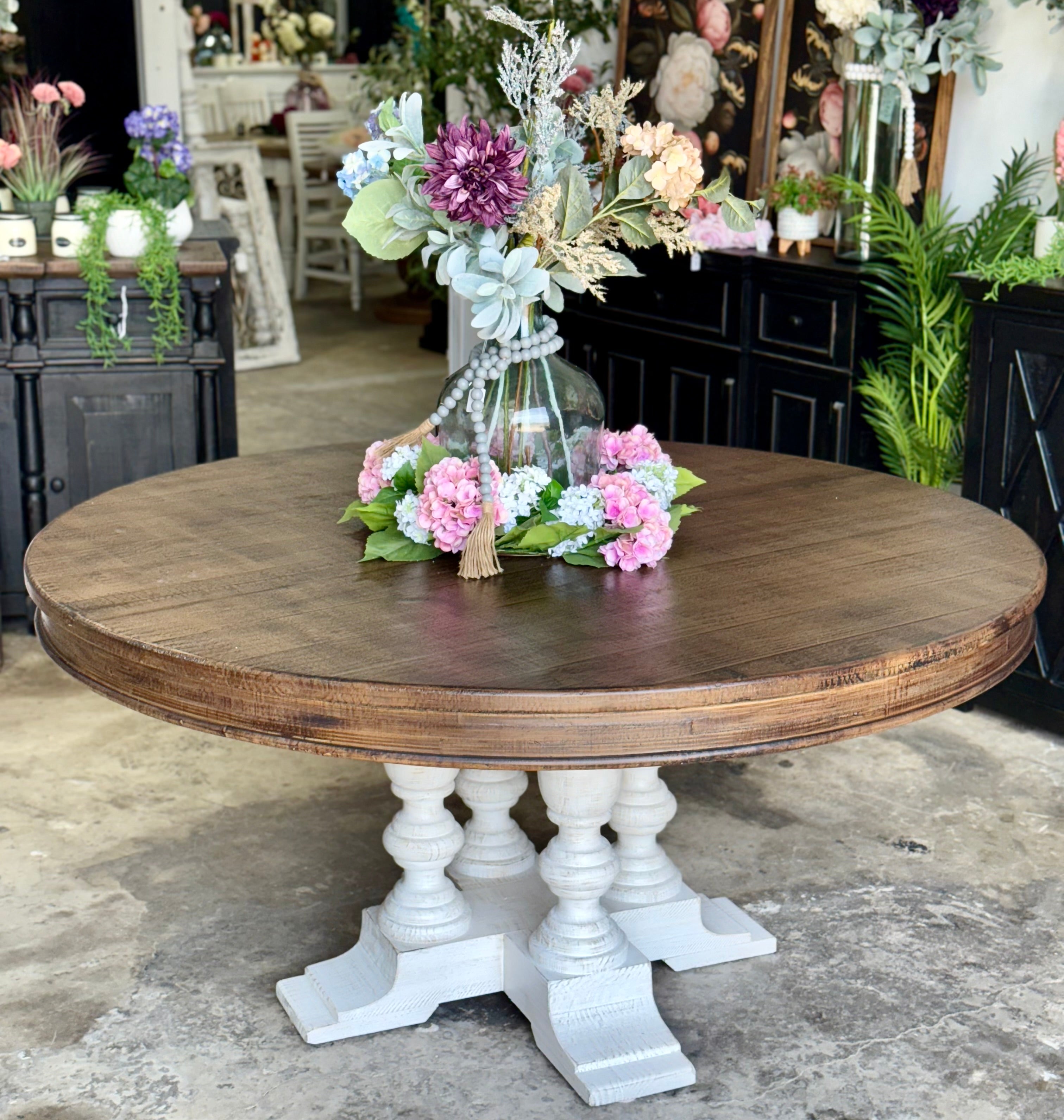 Kennedy 63&quot; Round Dining Table-White Wheat/Honeywood™