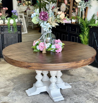 Kennedy 63&quot; Round Dining Table-White Wheat/Honeywood™