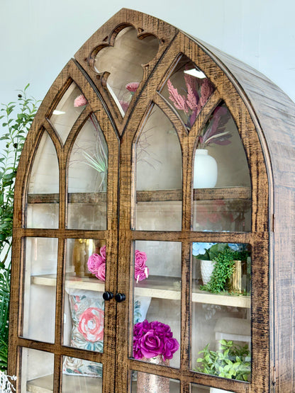 Cathedral Dome Vitrine-Honeywood/Dove