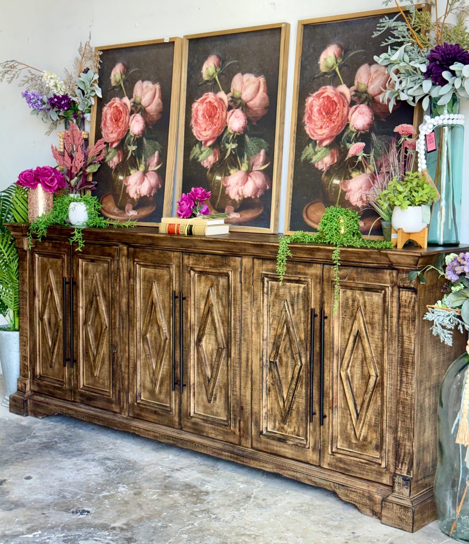 Chloe 6 Door Console-Pecan