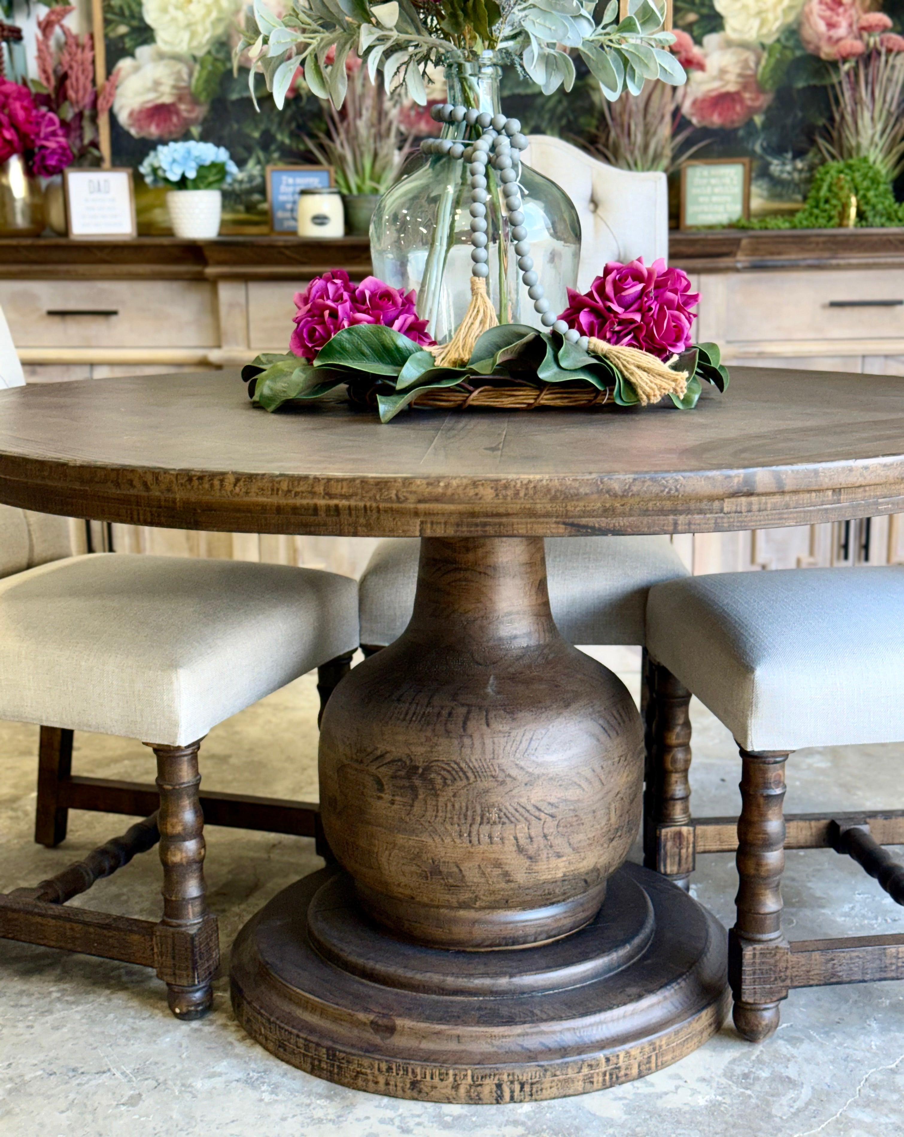 Lilly 54" Round Pedestal Dining Table-Honeywood™