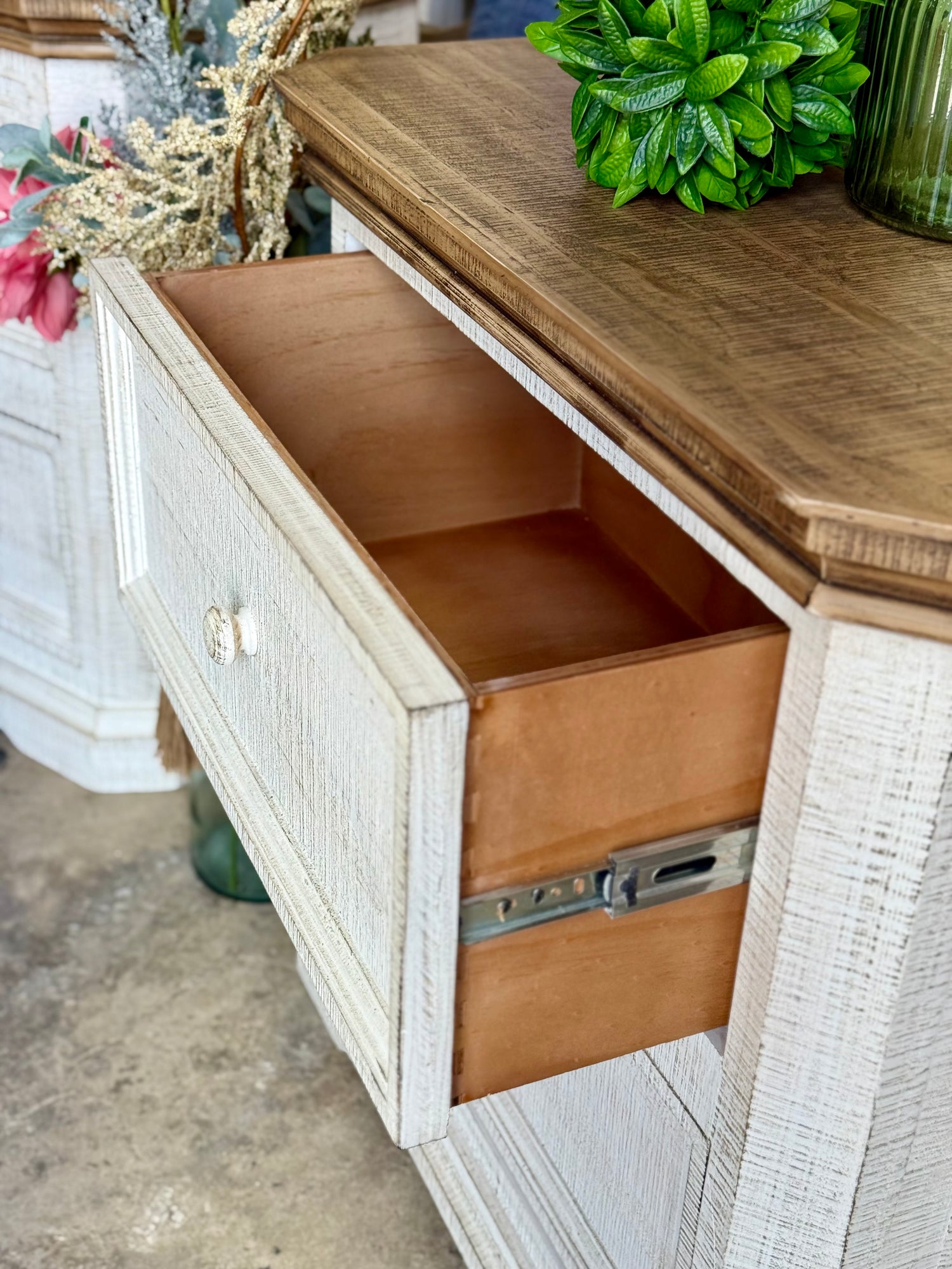 Eden Nightstand-White Wheat/Sandstone