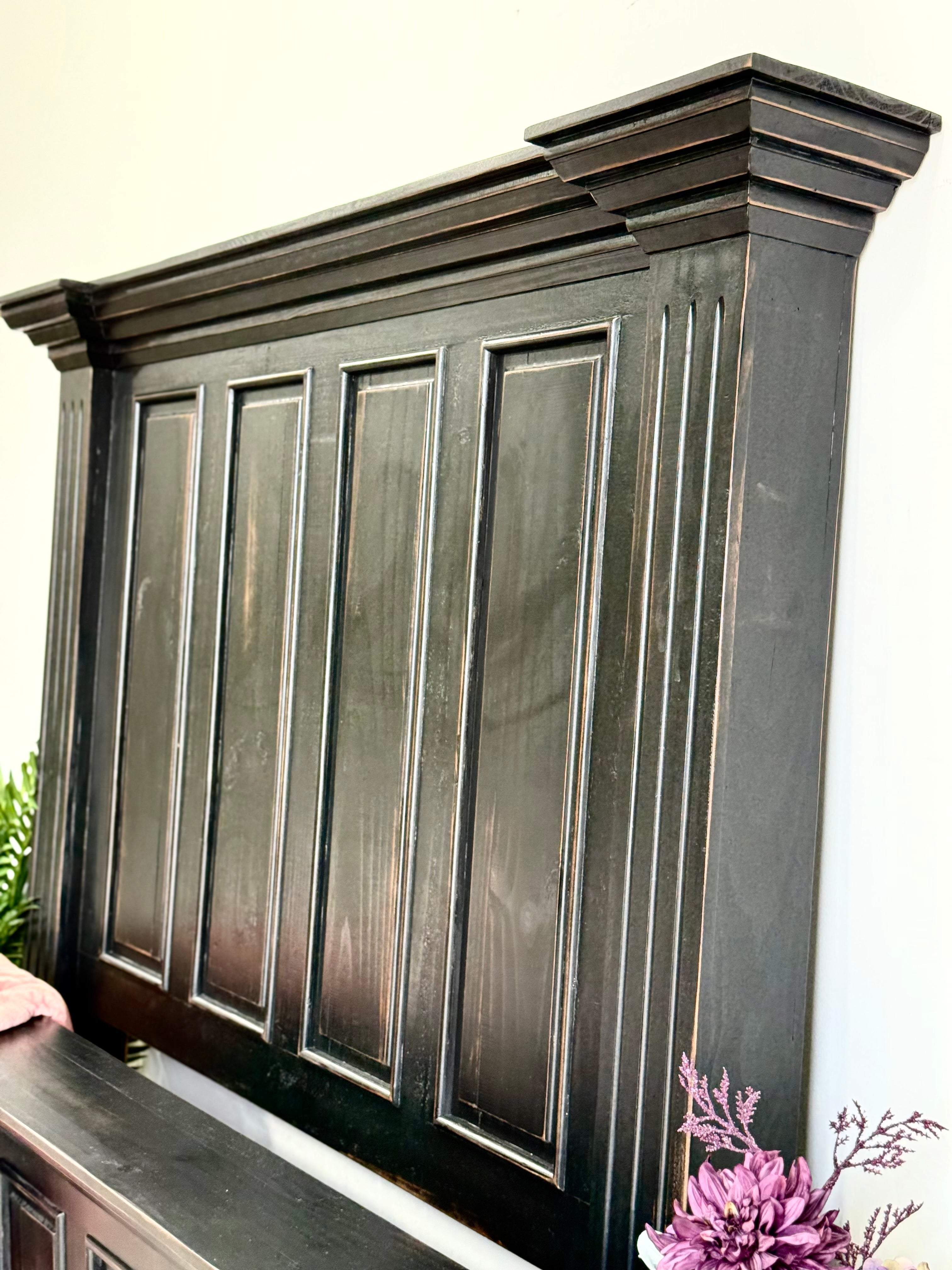 Charlotte Queen Paneled Bed-Handrubbed Black