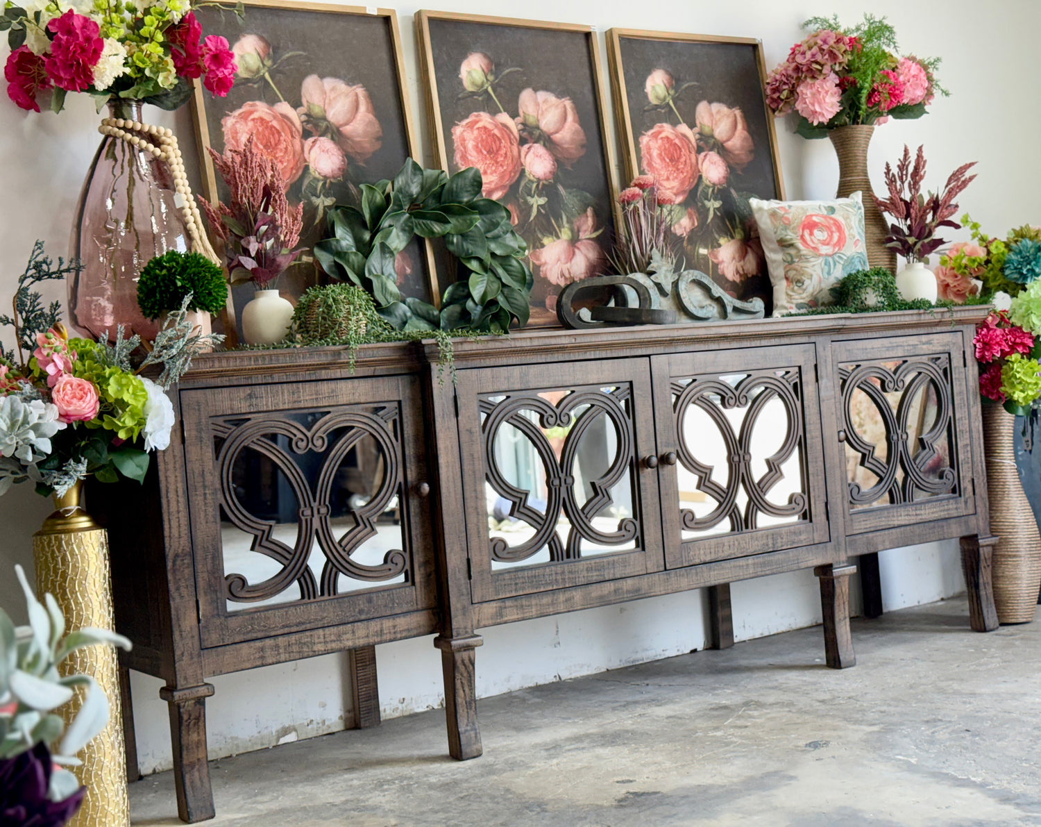 Harper 108" Mirrored Console-Honeywood
