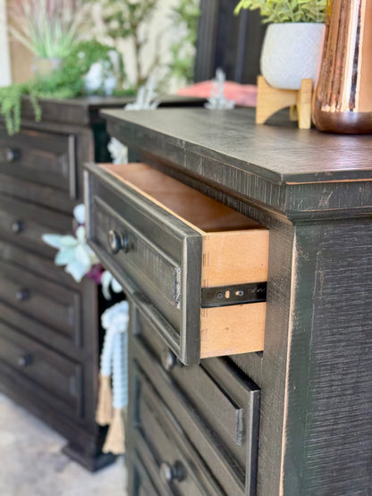 Charlotte 4 Drawer Oversized Nightstand-Handrubbed Black