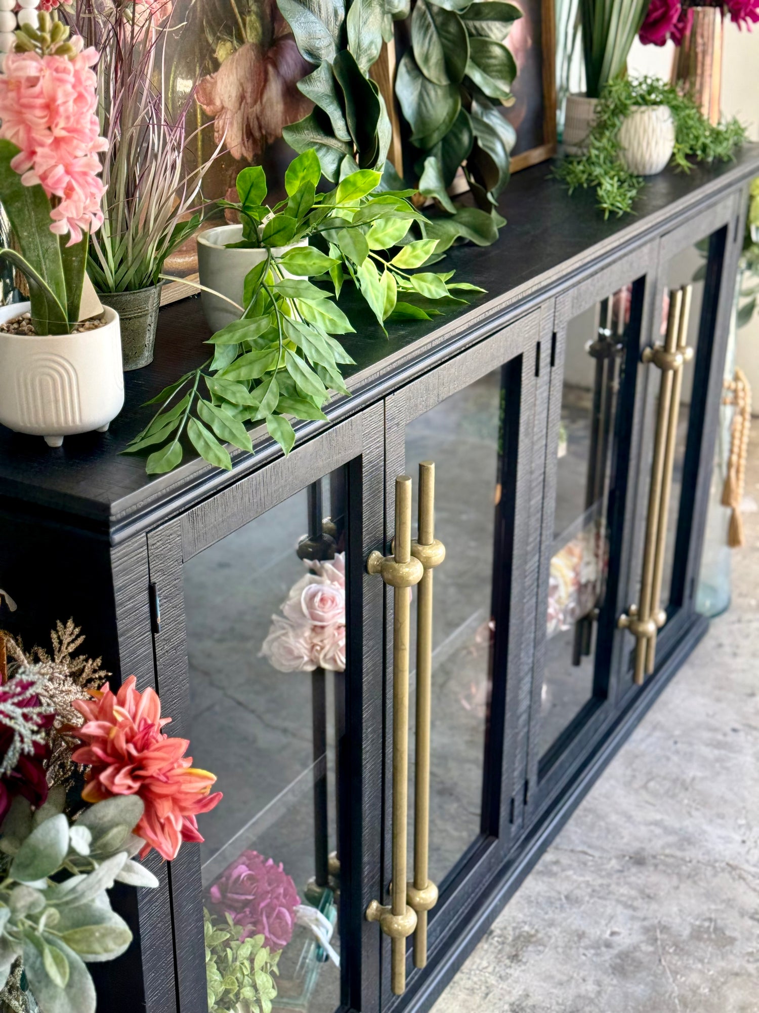 Emerson 4 Door Console-Deep Blue/Gold