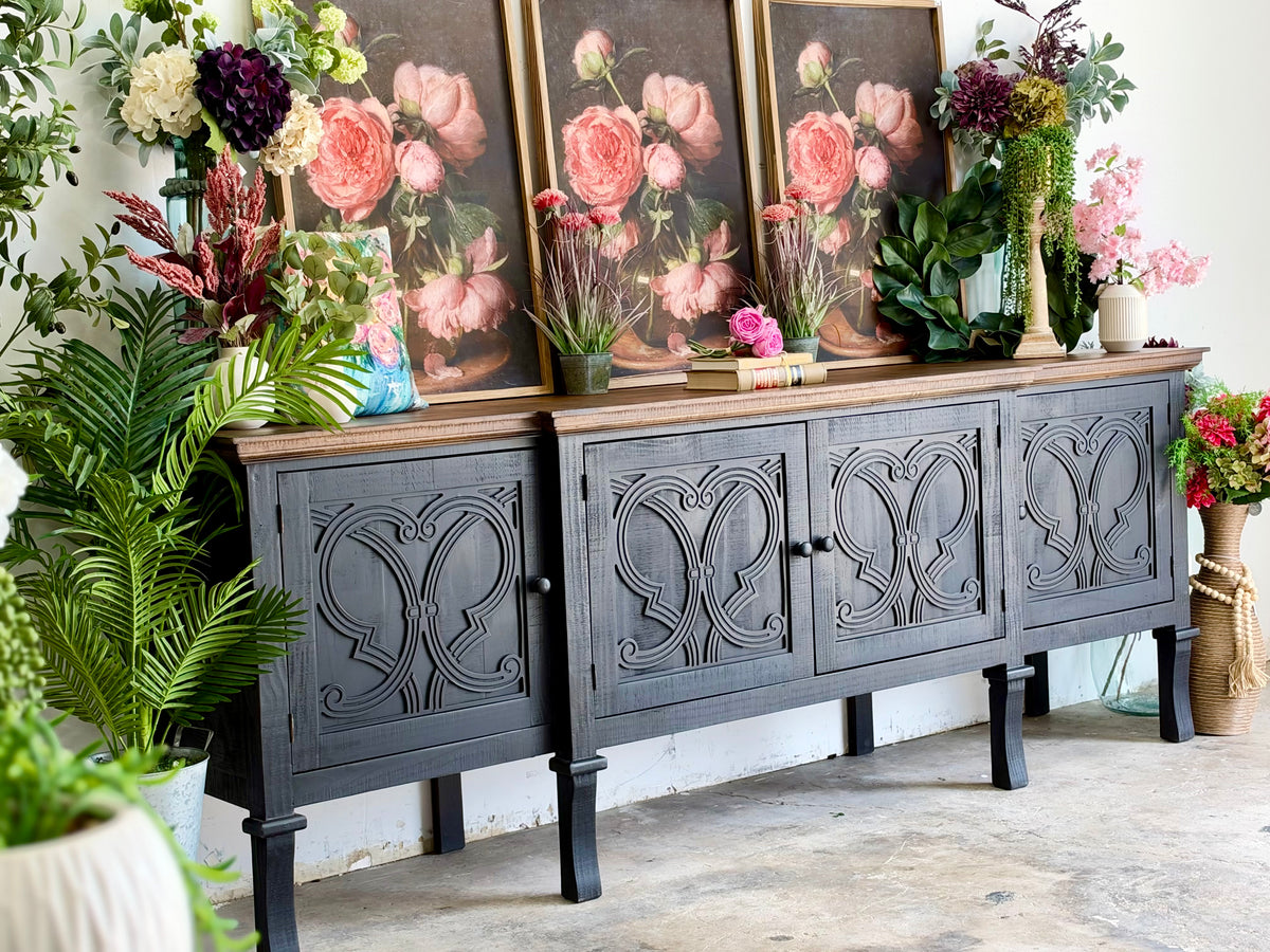 Harper 108" Console-Black/Honeywood