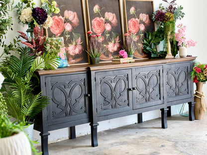Harper 108" Console-Black/Honeywood