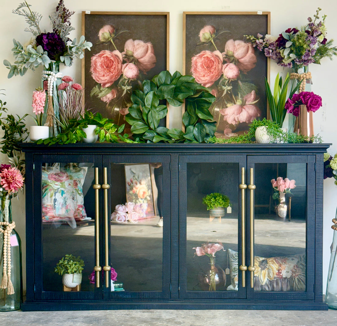 Emerson 4 Door Console-Deep Blue/Gold