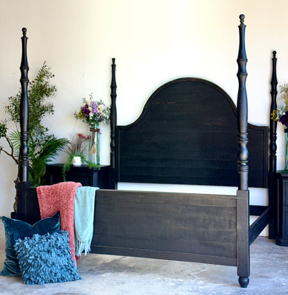 Willow King 4 Poster Bed-Handrubbed Black