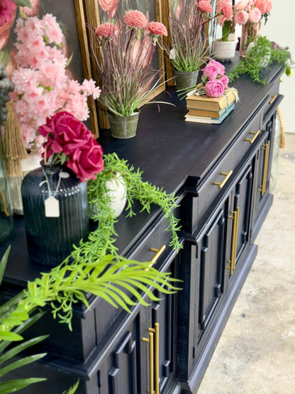 Reese 99" 6 Door Console-Deep Blue/Gold