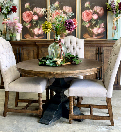 Callie 48" Round Table-Handrubbed Black/Honeywood