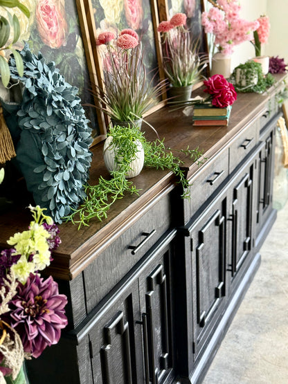 Reese 99" 6 Door Console-Black/Honeywood