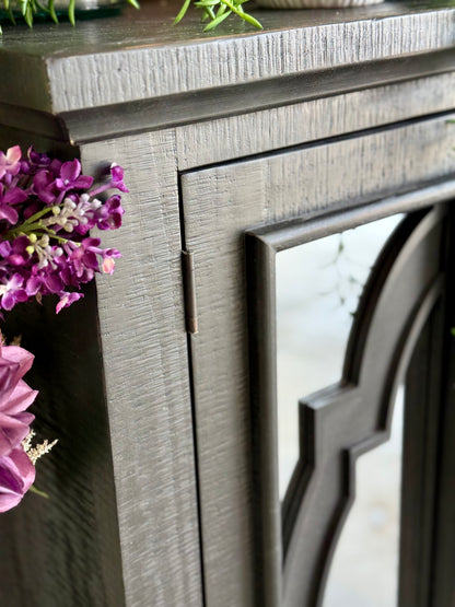 Morgan 6 Door Mirrored Console-Handrubbed Black