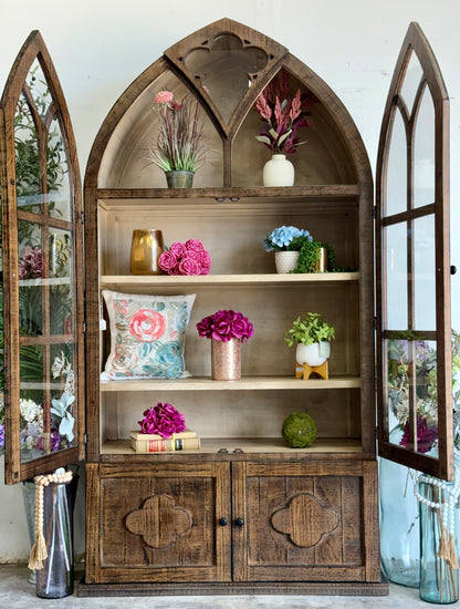 Cathedral Dome Vitrine-Honeywood/Dove