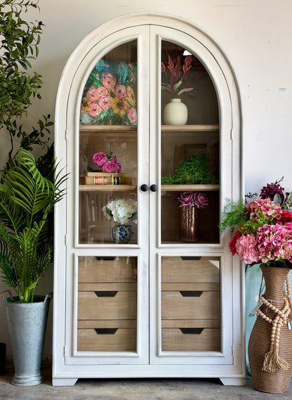 Avery Domed Vitrine-Frosted Linen/Cappuccino