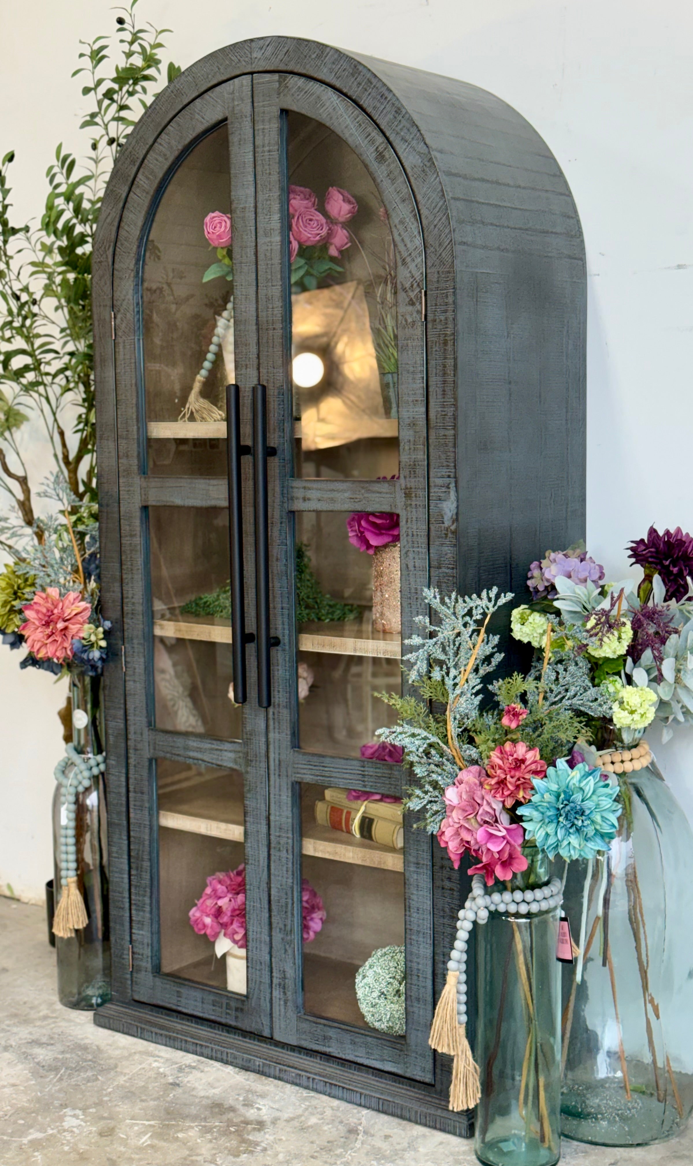 Libby Domed Vitrine- Blue Dusk/Cappuccino