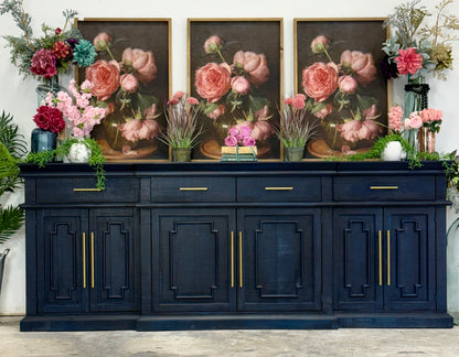 Reese 99" 6 Door Console-Deep Blue/Gold