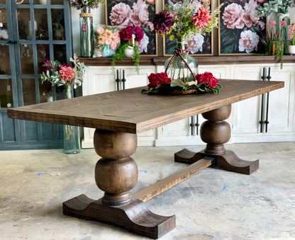 Myla 8 Foot Rounded Pedestal Table Set With 8 Upholstered chairs-Honeywood™