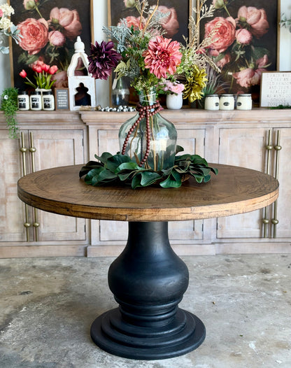 Clara 47" Round Dining Table-Black/Honeywood™