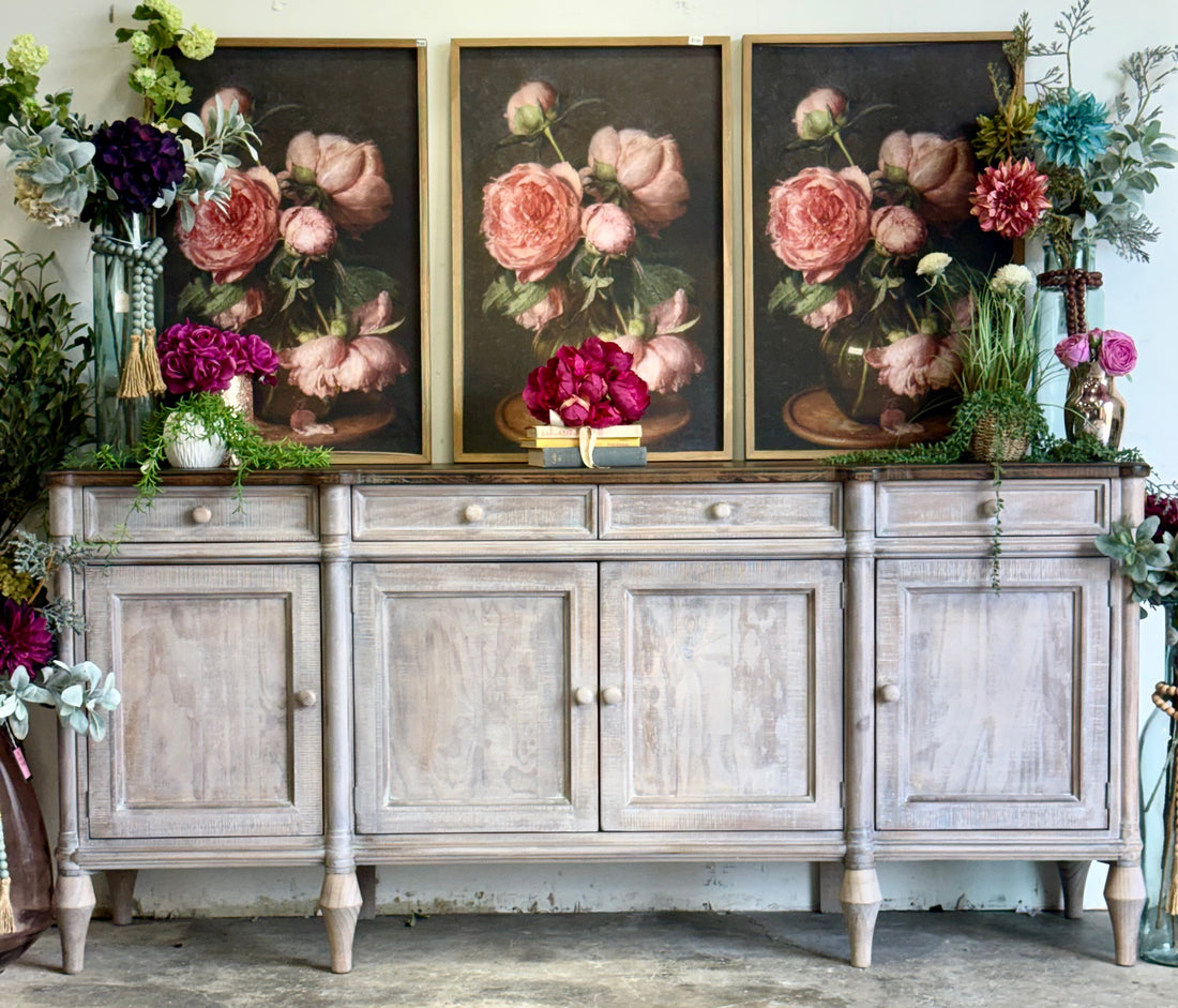 Celine 4 Door Console-Soft Drift/Honeywood