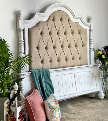 Delaney Queen Upholstered Bed-Whisper White/Wheat Upholstery