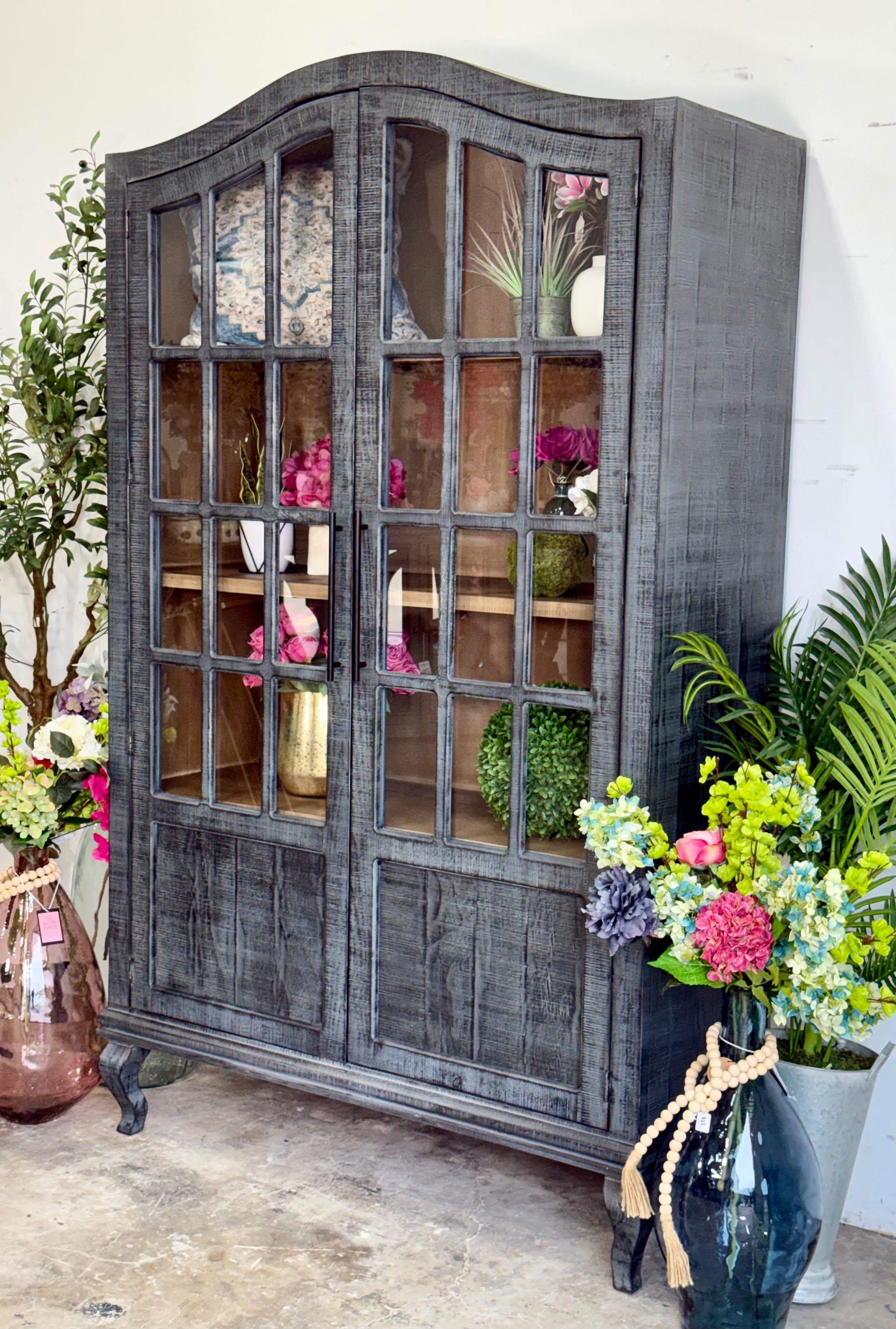 Felicity Arched Vitrine-Blue Dusk/Cappuccino