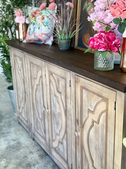 Morgan 4 Door Console-Soft Drift/Honeywood