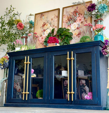 Emerson 4 Door Console-Deep Blue/Gold